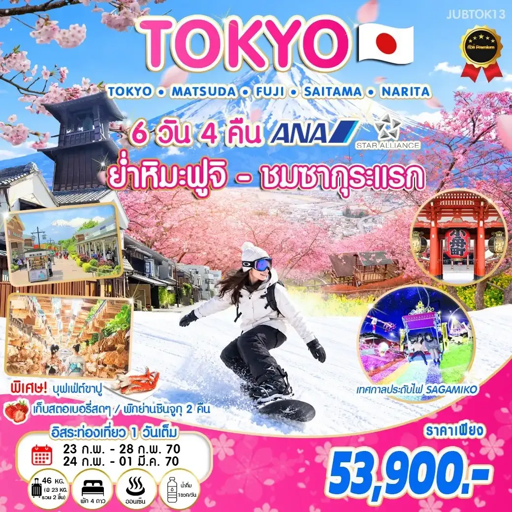 ทัวร์ญี่ปุ่น TOKYO ย่ำหิมะ ชมซากุระแรก 6วัน 4คืน (NH)